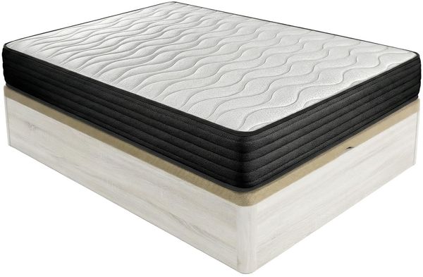 DUÉRMETE ONLINE - Viskoelastische Matratze, wendbar, mit klappbarem Holzbett, großes Fassungsvermögen, Farbe: Fleece, 105x190 cm