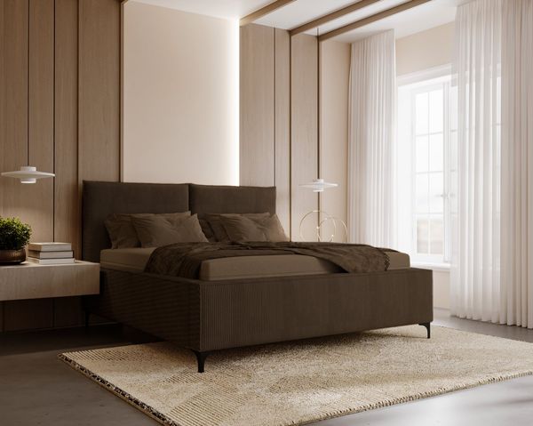Compleo Polsterbett LEO Füße aus Metall, Elegant und modern Cordstoff oder Velvet