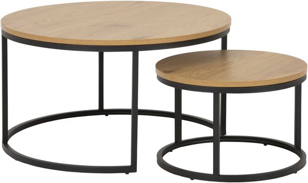 Couchtisch >Spiro< (2-teilig) in Wildeiche, MDF, Stahl - 44,5x80cm (HxD)