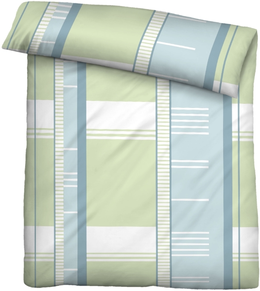 Traumhaft schlafen - Castell - Markenbettwäsche Microfaser Seersucker Bettwäsche 0260337 STREIFENMIX, pistaziengrün, 1x 135x200 cm + 1x 80x80 cm