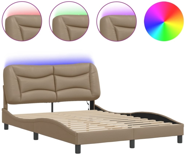 vidaXL Bettgestell mit LED ohne Matratze "Hvar" Cappuccino-Braun 120x200 cm 3213924