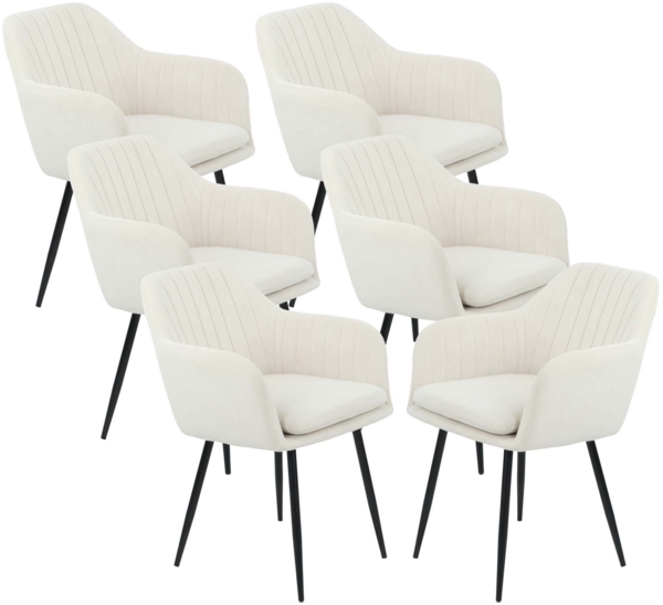 6er Set Sesselstuhl Lia - Samtvelour Creme