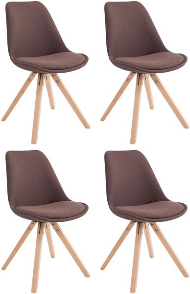 4er Set Besucherstuhl SYDNEY - Stoff Braun 48x56x84 cm | Besucherstühle Konferenzstuhl Wartezimmerstuhl Bürostühle Bürostuhl Konferenzraum Wartezimmer