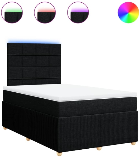 vidaXL Boxspringbett mit Matratze Schwarz 120x190 cm Stoff 3294297