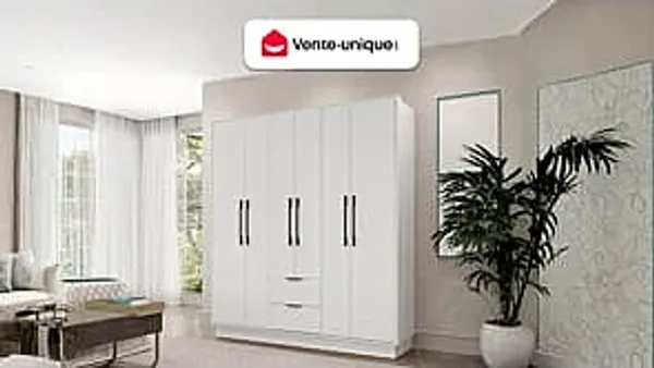 Vente-unique - FEOVA Wardrobe and walk-in wardrobe Holz, Platte Weiß - B 46,5 cm x H 182 cm x L 162 cm