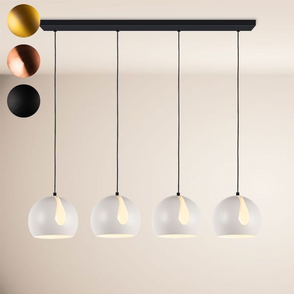 s.luce Ball Esstisch-Hängelampe Ø 30cm drehbarer Schirm 120cm Weiß