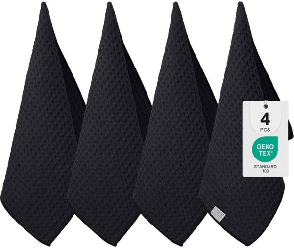 Moosfor 4er Set Microfasertücher 40 x 70cm Schwarz