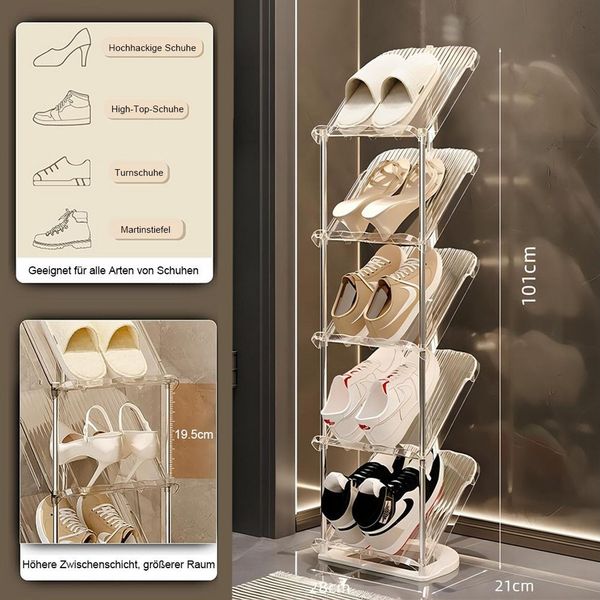 TUWENA Schuhregal Schuhregal Schmal, Platzsparend Schräg Schuhablage, Stapelbar, Transparent Eckregal Stehend für Schuhe, Schuhaufbewahrung Schrank