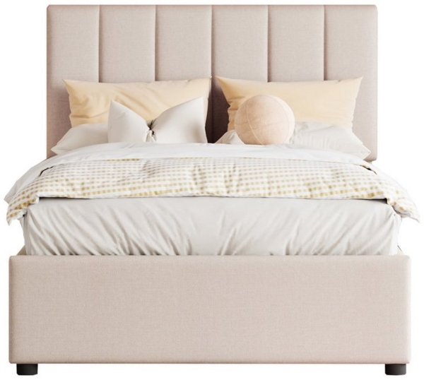 OKWISH Polsterbett Kinderbett, hydraulisches Stauraumbett (90x200 cm, hautfreundliches Leinen-Hochkastenbett, multifunktionales Doppelbett), ohne Matratze