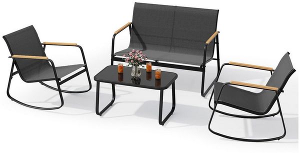 Bealife Balkonset Garten Balkonmöbel-Sets,2 Sessel, 1Bank und 1 Tisch, Terrasse, (1 Tisch + 3 Stühle), Mit Schaukel-Funktion