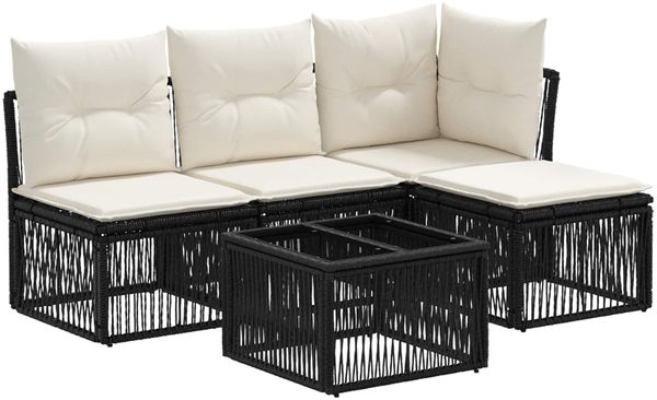 vidaXL Gartensofa-set 5 pcs Schwarz Poly-Rattan 3434188