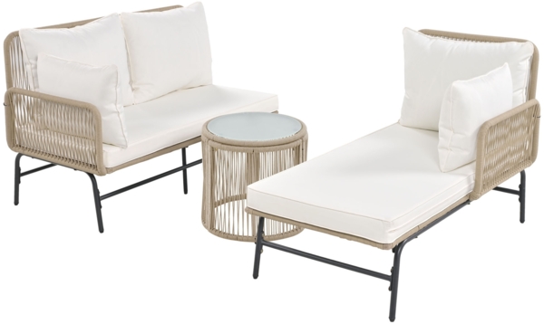 Merax Gartenlounge-Set, Gartenmöbel-Set, Gartenmöbel aus gewebtem Seil für den Außenbereich, Beige, (alle Kissen inklusive) Bild 10
