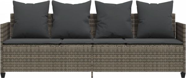 vidaXL Sonnenliege mit Kissen Grau Poly Rattan 368346 Bild 5