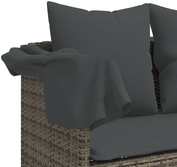 vidaXL Sonnenliege mit Kissen Grau Poly Rattan 368346 Bild 8