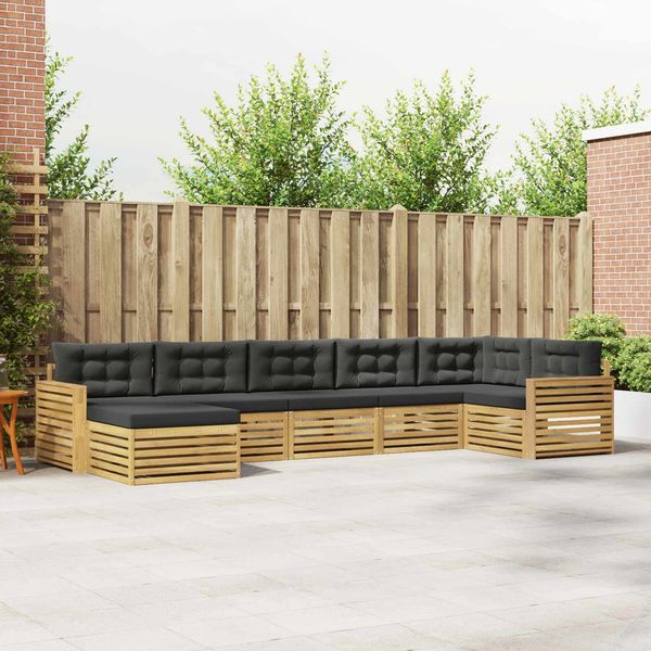 vidaXL Outdoor-Sofagarnitur mit Kissen 7 pcs Weiß und Anthrazit 3390852