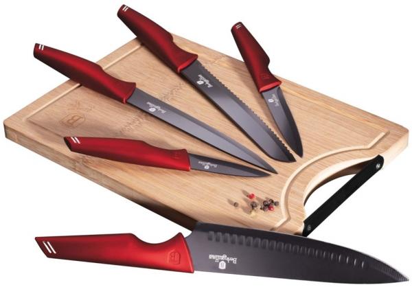 Berlinger Haus Berlinger Haus Messerset mit Brett 6 Elementen Burgundy Line BH2704