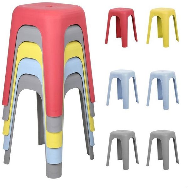 Set aus 6 Kunststoffhockern – stapelbar und platzsparend – rutschfeste Standfläche – 33 x 26 x 44 cm