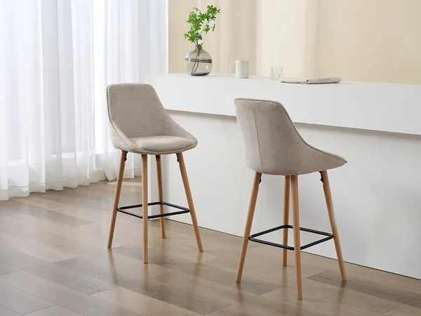 Vente-unique - MASURIE Barhocker Stoff Beige - B 53,5 cm x H 100 cm x L 47,5 cm