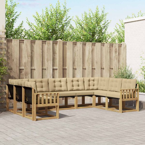 vidaXL Outdoor-Sofagarnitur mit Kissen 9 pcs Weiß und Beige 3389859