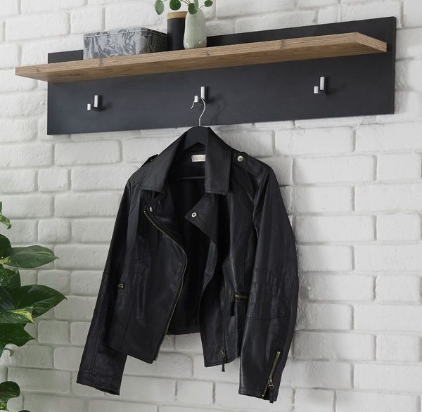 Garderobenpaneel Beveren in Kastanie und Fresco grau 107 x 23 cm