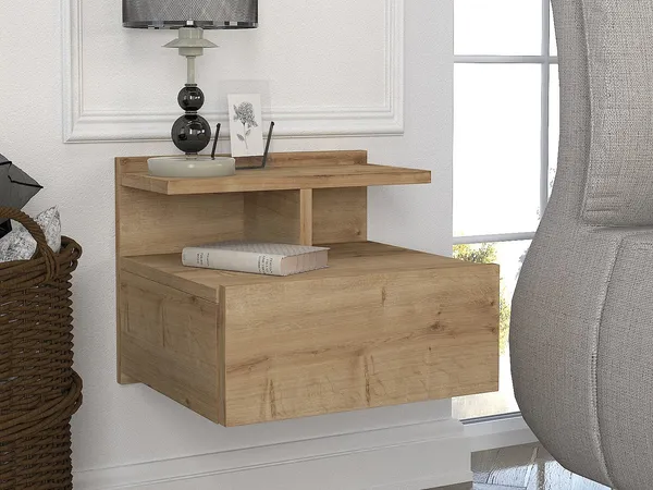 Vente-unique - AZELNO Bedside table Holz, Platte Beige - B 35 cm x H 32 cm x L 39,4 cm