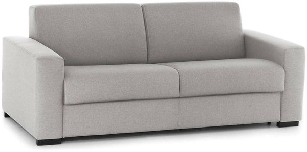 Dmora 3-Sitzer festes Sofa Ayta, Wohnzimmersofa aus gepolstertem Stoff, mit Standardarmlehnen, 100 % Made in Italy, 220 x 95 x 90 cm, Grau