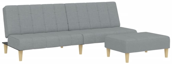 vidaXL Schlafsofa 2-Sitzer mit Fußhocker Hellgrau Stoff 3258085