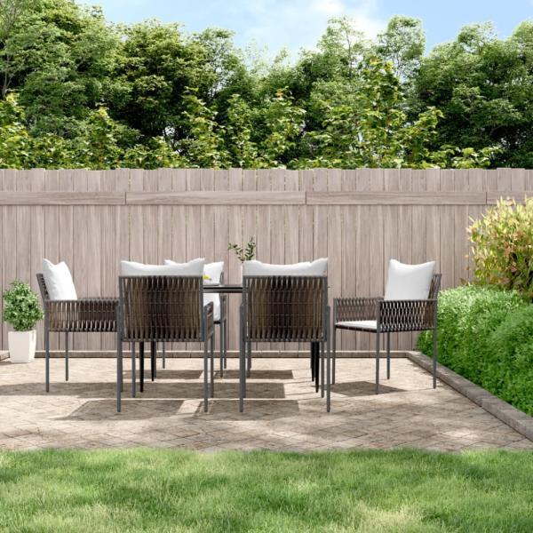 vidaXL Gartenstühle mit Kissen 6 Stk. Braun 54 x 61 x 83 cm Poly Rattan 3187088