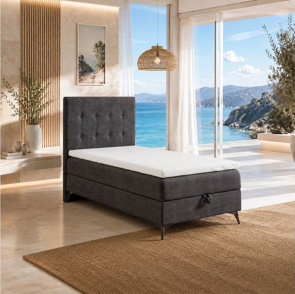 Best for Home Boxspringbett K15 Single SLIM mit Bettkasten & Bonellfederkern, Topper H3 (Boxspringbett Set, 1-St, 70x200 80x200 90x200 100x200 cm), mit oder ohne Topper, Flexible Liefermöglichkeiten, Handwerksqualität