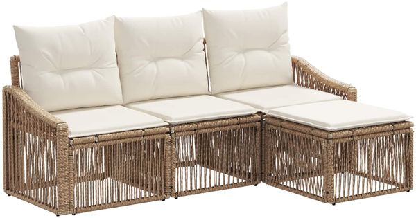 vidaXL Gartensofa-set 4 pcs Beige Poly-Rattan 3435987