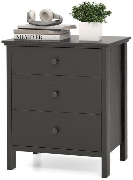 COSTWAY Nachttisch (1-St), Nachtkommode, mit 3 Schubladen, 56x45x66 cm