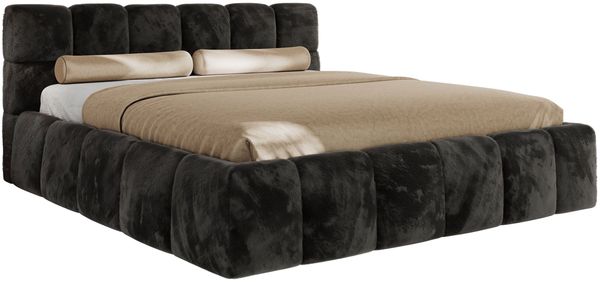 Doppelbett mit Gasdruckfeder, Polsterbett NIRA CLASSIC Holzlattenrost Bett mit Stauraum, gepolstertes Kopfteil Bettkasten - 200 x 200 cm - Dunkelgrau Plüsch Bild 5