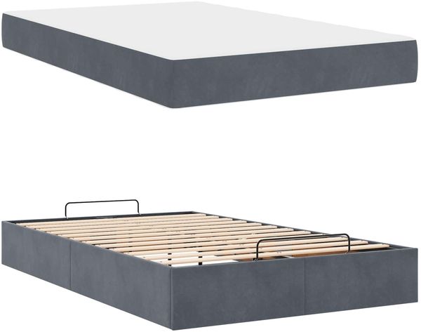 vidaXL Bettgestell mit Matratze 2 pcs Dunkelgrau Samt 3399547 Bild 5