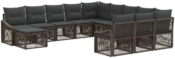 vidaXL Gartensofa-set 12 pcs Grau Poly-Rattan 3436211