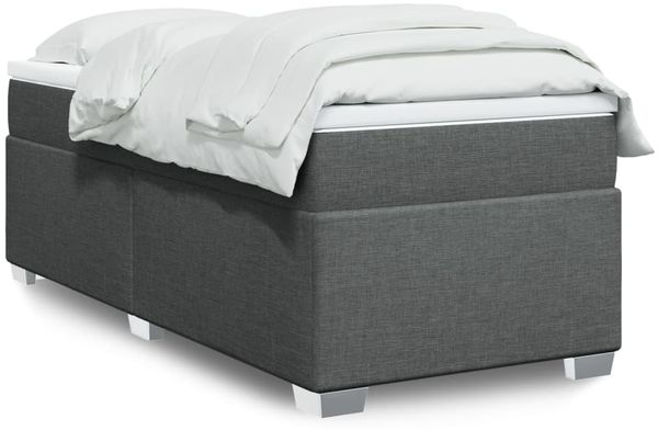 vidaXL Boxspringbett mit Matratze Dunkelgrau 80x200 cm Stoff 3285089
