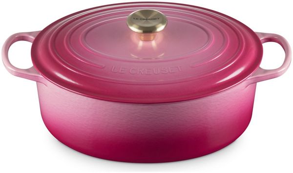 LE CREUSET Bräter Bräter Signature rund berry 31cm, Emailliertes Gusseisen