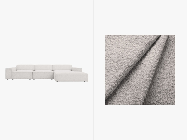 Micadoni Ecksofa Jodie 4-Sitzer Rechts Boucle Baloo Hellgrau