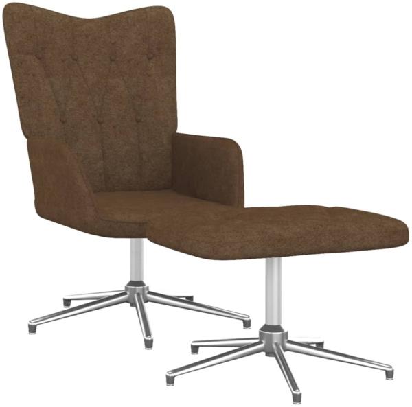 vidaXL Relaxsessel mit Hocker Braun Stoff, Drehbar [327603]