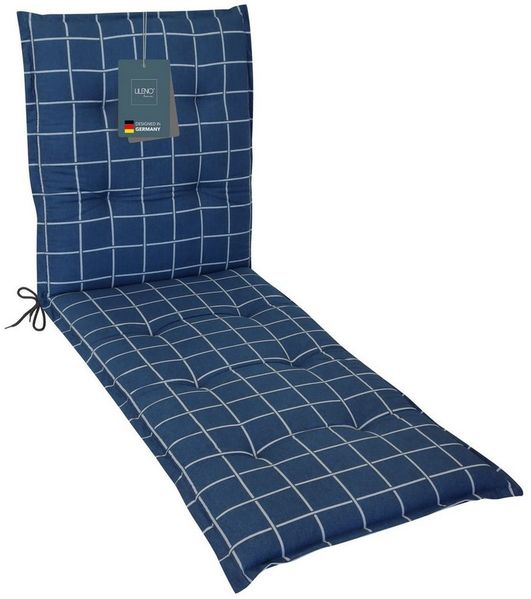 LILENO HOME Liegenauflage perfekt für Strandliege, Sonnenliege Auflage, Gartenliege Auflage, (1er Set), Polster Auflage für Rollliegen Yacht Karo-Dunkelblau, Sitzpolster