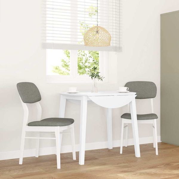 vidaXL Esszimmerstühle mit Kissen 2 Stk. Weiß Massivholz Gummibaum 4102526