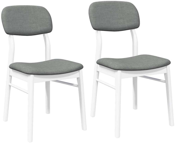 vidaXL Esszimmerstühle mit Kissen 2 Stk. Weiß Massivholz Gummibaum 4102526 Bild 1