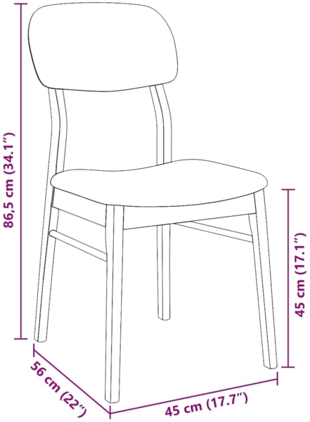 vidaXL Esszimmerstühle mit Kissen 2 Stk. Weiß Massivholz Gummibaum 4102526 Bild 10