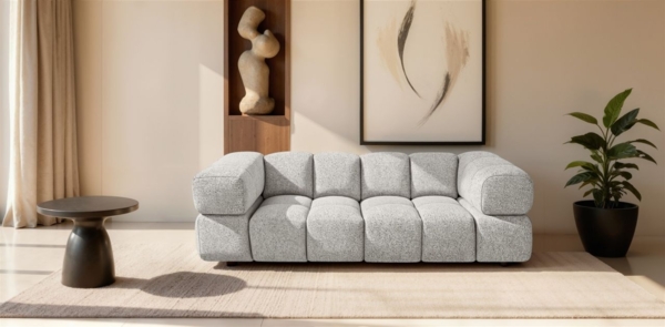 Sofa Designersofa BLANCHE 3-Sitzer in Stoff Puente Hellgrau