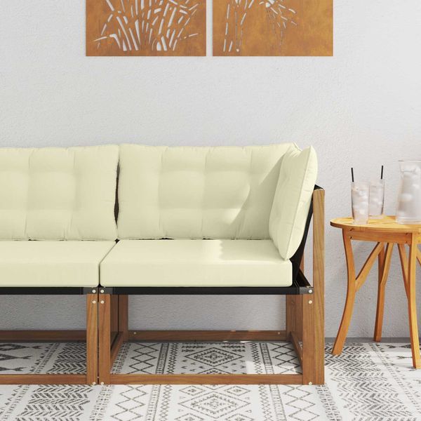 vidaXL Outdoor Ecksofa Massives Akazienholz und Textilene Natur 900637