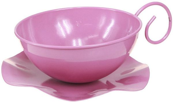 Viana Übertopf Metalltasse Ø16cm H9cm Deko Pink Tasse Unterteller 2er Set, 2 Stück