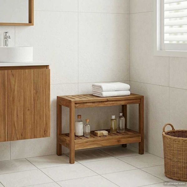 vidaXL Badezimmer Beistelltisch Natur 60 x 30 x 45 cm Massivholz Teak 42024271