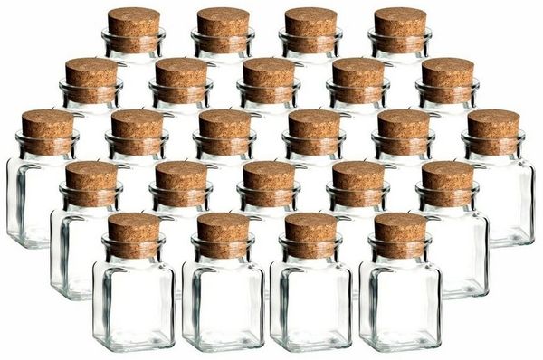 gouveo Vorratsglas Gewürzgläser 150 ml eckig mit Korken - Korkengläser mit Korkverschluss, (24-tlg)