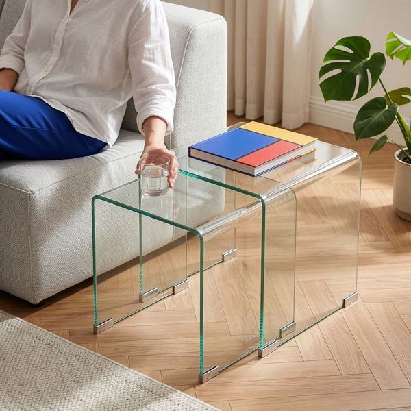 Satztisch Kariengem 2-tlg. Glas Transparent [en. casa]