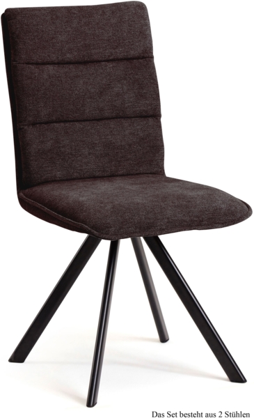 Esszimmerstuhl drehbar (2er-Set) Devan 47x92x60 Schwarz/Espresso