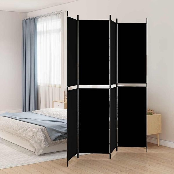 vidaXL 4-tlg. Paravent Schwarz 200x220 cm Stoff 350249
